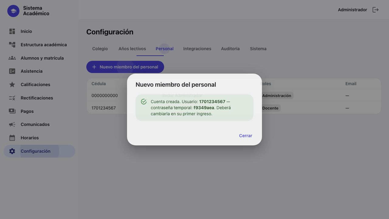 Docente creado