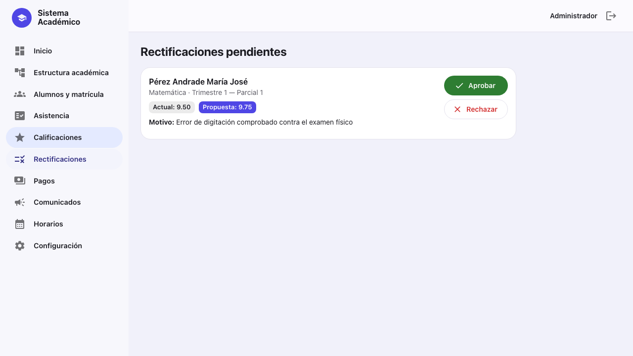 Rectificación pendiente
