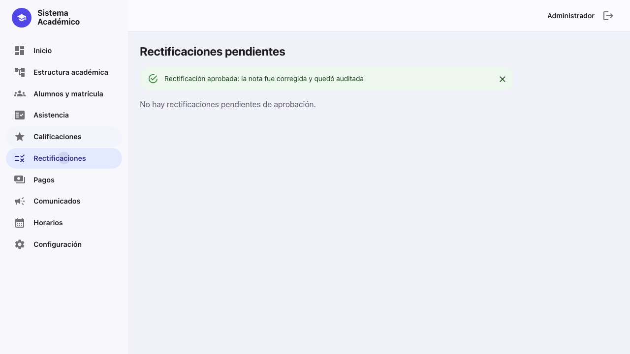 Rectificación aprobada